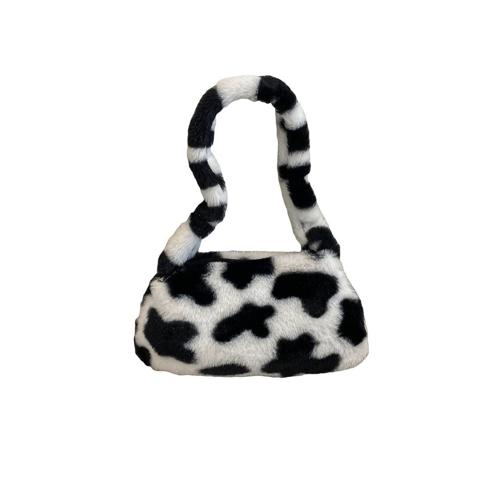 Cow Print Shoulder Bag Small Hangbag Black And White One-Size o_o